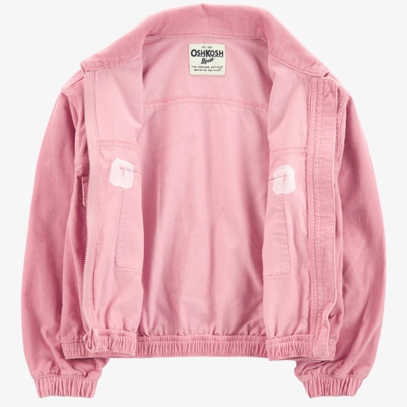 OshKosh B'gosh UEC Girls Size 10 Pink corduroy zip up Jacket pockets - Picture 2 of 11